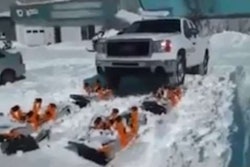 pickup with snow tracks
