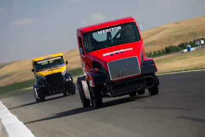 Minimizer's No. 63 Team Tested Volvo and ChampTruck's No. 31 Freightliner.