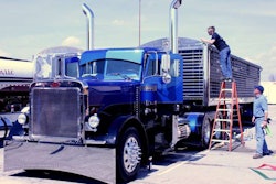 Brian Davis works on the Davis Brothers' 2005 Peterbilt