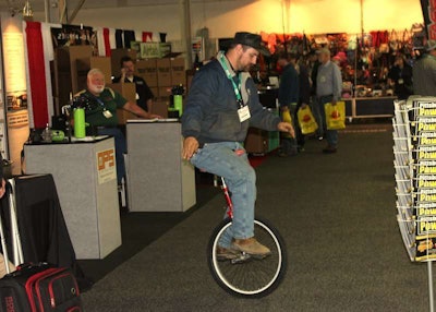 Jason Derksen of Choctaw, Okla. found a unique way to cover the huge show