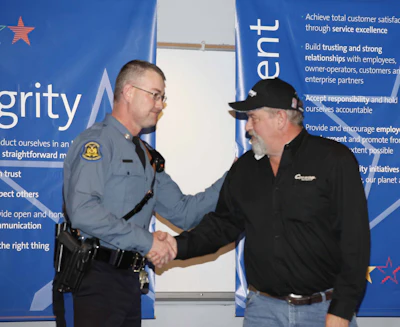 Missouri State Highway Patrol Trooper Clint Mason thanked Kevin Kimmel for making the call that resulted in the recovery of a trafficking victim and the arrest of the perpetrators.