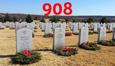 Number of Cemeteries Receiving Wreaths Last Year