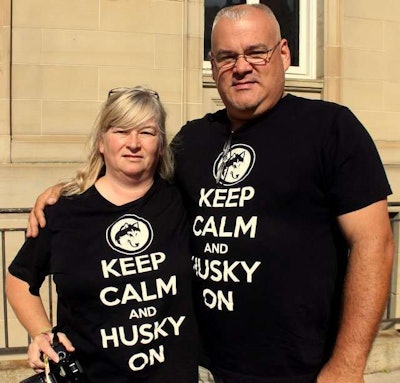 Ruby York and James Grzesiak of Brooklyn, Ct. show their love of Brockway trucks.