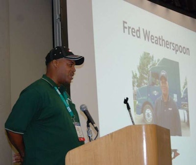 Frederick Weatherspoon accepting the Trucking's Top Rookie Award