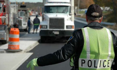 Semi truck inspection underway