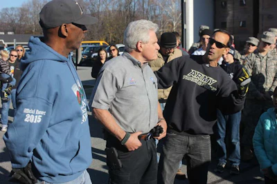 Randy Scott (left), Mark Dickinson and Dr. Todd Crowder, one of the organizers of the wreaths project at West Point