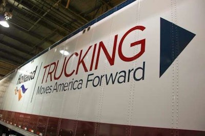 Trucking Moves America Forward wrap on a Holland truck. (Image Courtesy of Holland)