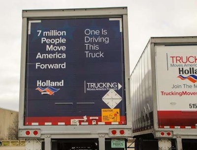 Trucking Moves America Forward wrap on a Holland truck. (Image Courtesy of Holland)