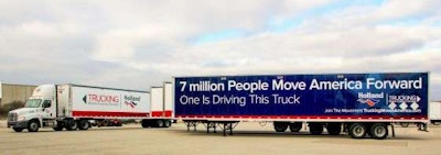 Trucking Moves America Forward wrap on a Holland truck. (Image Courtesy of Holland)
