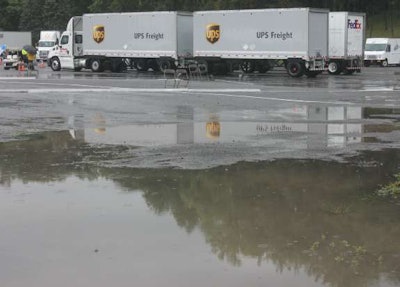 Rain delayed the start of the driving competition.