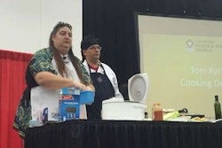 Jennifer Cordero (left) and Tom Kyrk (right), both truckers, led a demonstration at GATS on how to cook in the truck. (Photo: Deanne Winslett)