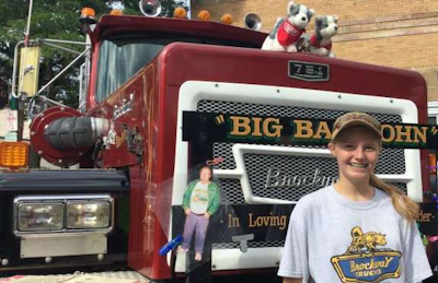 Alexandra Smith in front of her dad's Brockway.