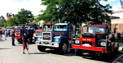 Brockway trucks on Main Street of Cortland, New York