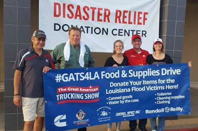 Relief supplies for Louisiana flooding victims were collected at the Great American Trucking Show.