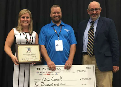 TCA’ Marli Riggs, Trucking’s Top Rookie Christopher Crowell and Truckers News Editor David Hollis