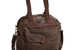 With multiple zippered pockets, this oil cloth bag has a place for everything. Two side bottle pockets. Padded 13' compartment for laptop or tablet. Removable shoulder strap. 15' W x 6' D x 13' H $109.50
