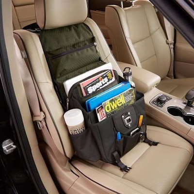 $59.95. Holds everything from three-ring binders, file folders and other office gear. Padded sleeve for a laptop up to 17'. Deep green. 16' W x 6' D x 17' H