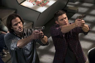 Jared Padalecki (left) and Jensen Ackles (right) star in Supernatural. (Image Courtesy of Kate Yu/The CW)