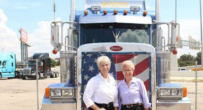 Idella Hansen and Sandi Talbott at the Great American Trucking show in Dallas. (Story Corps photo)
