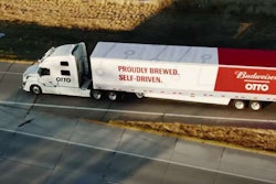 Autonomous truck delivering Budweiser