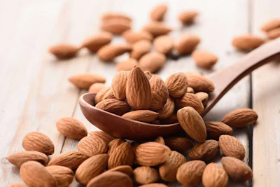 Almonds deliver the highest concentration of nutrients per calorie per ounce of any nut. For just 191 calories, a one-ounce serving provides 3.4 grams of fiber and a healthy dose of potassium, calcium, vitamin E, magnesium, and iron.