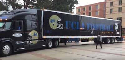 The truck that delivers equipment for the UCLA football team