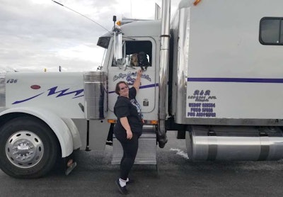 Amanda Myers with her two dogs and her truck. (Image Courtesy of Amanda Myers)