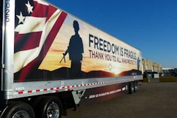 Dart trailer with wrap to salute its veterans.