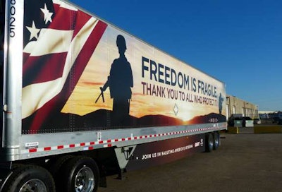 Dart trailer with wrap to salute its veterans.