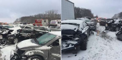 This major wreck on I-76 near Detroit Saturday had that highway closed for most of the afternoon. (Photos: Michigan State Police)