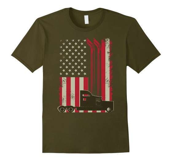 Truckers are known for their patriotism - they do, after all, keep America moving. This olive green shirt with a truck and flag design is perfect for the trucker who wants to wear their appreciation for their nation and career. It's available online for $17.99.