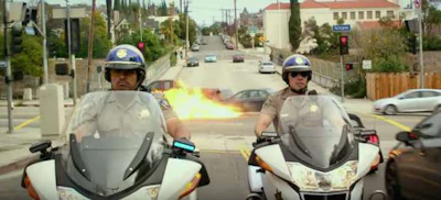 Michael Pena as Ponch (left) and Dax Shepard as Jon in the movie version of “CHiPs”