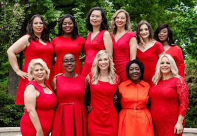 Women wear red in honor of National Wear Red Day. (Image Courtesy of American Heart Association)