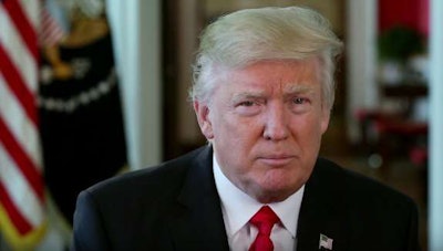 President Trump during his weekly address Saturday, Jan. 28