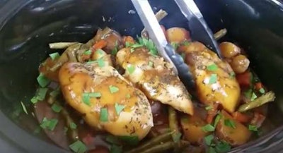 Slow cooker honey garlic chicken and veggies
