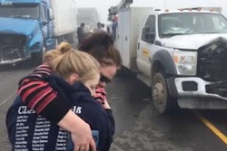Accident victims on the scene of the massive California pileup Tuesday. (Fresno Bee)