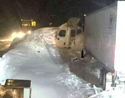 Colorado DOT photo of truck trapped in I-70 avalanche