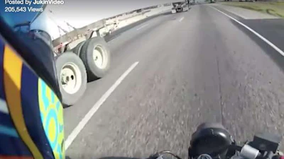 Motorcyclist’s-eye view of what’s about to happen.
