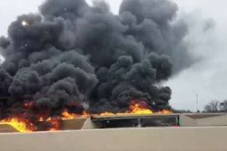 1-270 fire north of Columbus, Ohio following he crash of a gasoline tanker