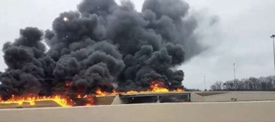 1-270 fire north of Columbus, Ohio following he crash of a gasoline tanker