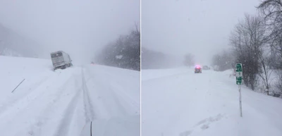 Truck off I-84 near Fishkill, New York Thursday