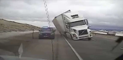Wind Blown Truck Crash