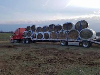 Load of hay to be delivered by Convoy of Hope