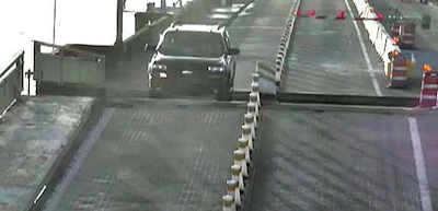 Driver accidentally jumps an opening draw bridge in Florida.