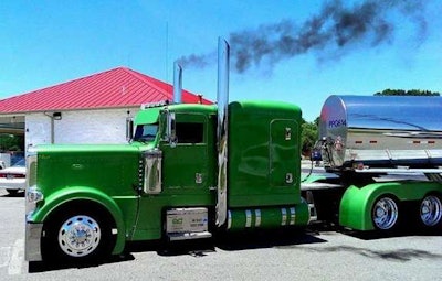 Green colored semi truck