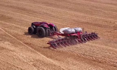 Self-driving tractor at work