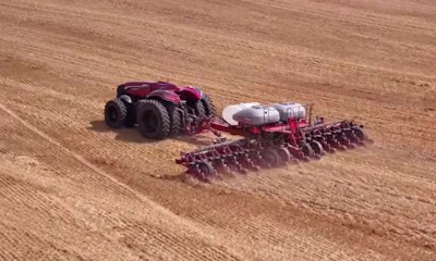 Self-driving tractor at work