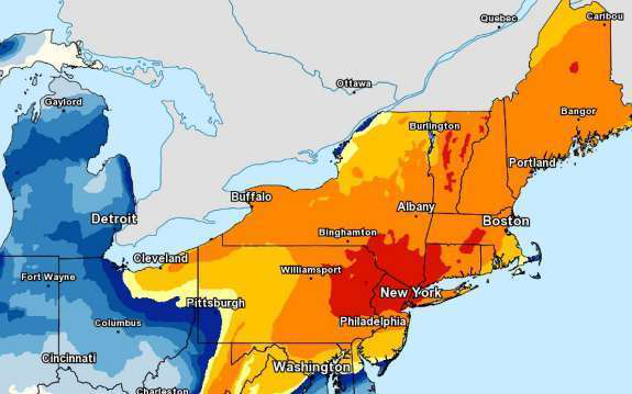 Weather map of the northeast