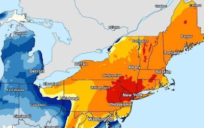 Weather map of the northeast