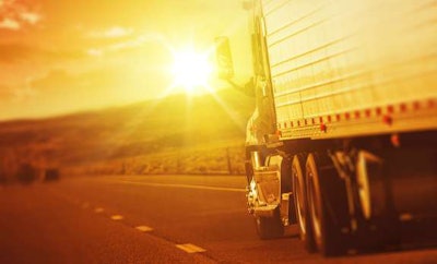 Semi truck riding on the highway